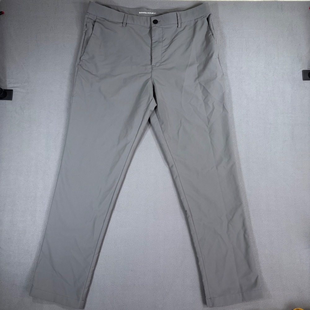 Banana Republic Performance Pants Mens 36x32 Gray Good Chino Golf Tech